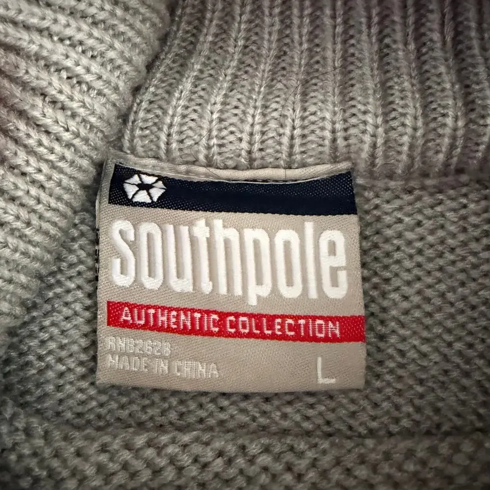 Y2K Southpole Mock Neck Embroidered Logo Sweater Winter Skate Size L